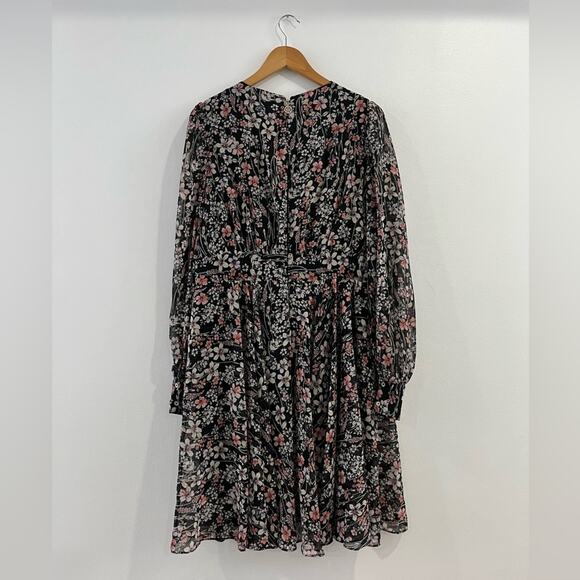 Tommy Hilfiger Floral Long Sleeve V-Neck Faux Wrap Chiffon Dress 14 - Picture 9 of 11